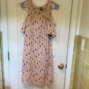 Light Pink Cold Shoulder Dress with Black Birdcage/Bird Pattern NWT